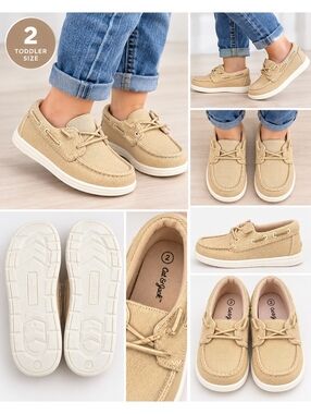 Cat and Jack Toddler Beige Boat Shoes Size 2